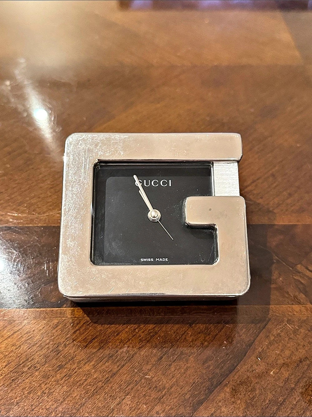 Gucci Vintage Tom Ford Era Gucci Travel Alarm Clock Silver & Black